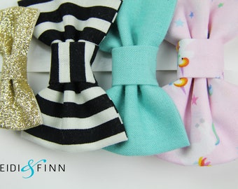 SALE Unicorn Hairbow SET of 4 Hairclip headband Holiday teal pink gold glitter