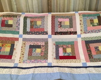Scrappy Log Quilt top, backing border 82 x 104