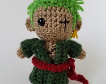 Amigurumi Zoro-inspired 6" crochet doll