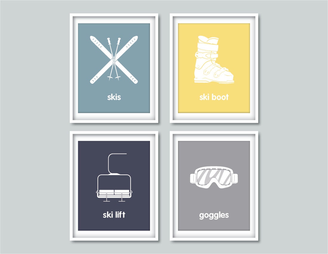 Winter Nursery Decor Ski Nursery Winter Sports Set of 4