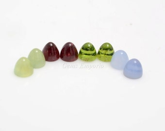 Natural Gemstone Bullets. Size 11 mm. Pink Tourmaline, Peridot, Prehnite and Chalcedony. Priced Individually.