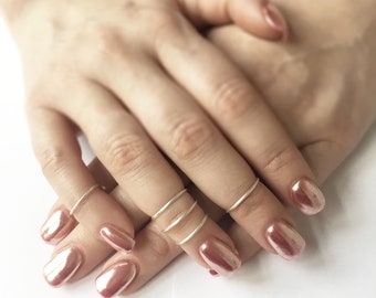 Solid Sterling Silver Midi Ring Set Over the Knuckle boho adjustable open rings