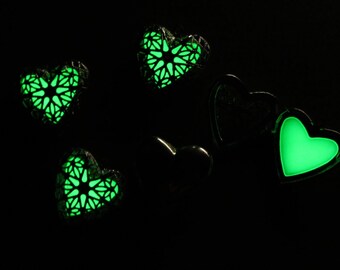 green glow in the dark heart locket