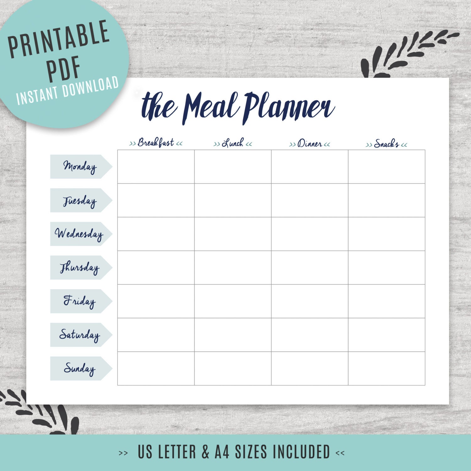 weekly meal planners printables free