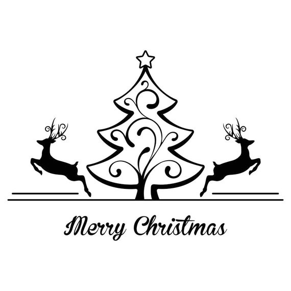 Frohe Weihnachtsbaum Hirsch Grafiken SVG Dxf EPS Png Cdr Ai