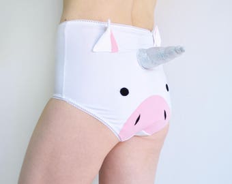 Unicorn lingerie panties with a 3D plush unicorn horn knickers underwear
