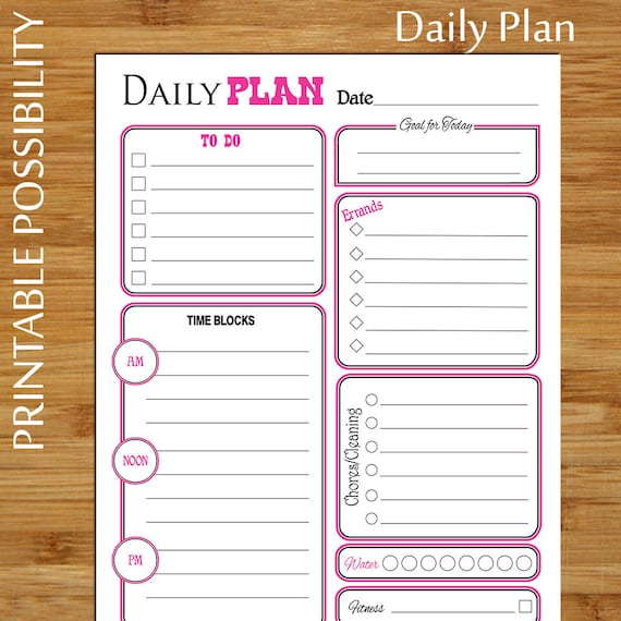 Printable Daily Planner Hot Pink And Black Daily To Do