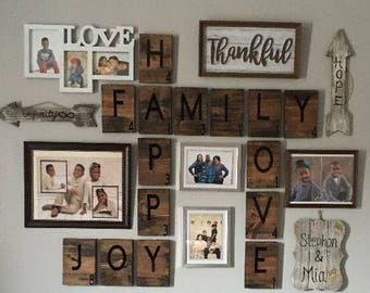 4x4 Scrabble Tiles, Large Scrabble Tiles, Gallery Wall Decor, Farmhouse Style Decor, Personalized Sign, Wood Letter