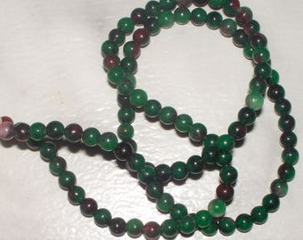 Green and Brick Red Agate Gemstone Strand - 4MM