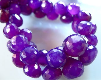 6 Pieces of VIBRANT GRAPE CHALCEDONY Faceted Onion Briolettes 8mm - 11mm semi precious gemstone beads