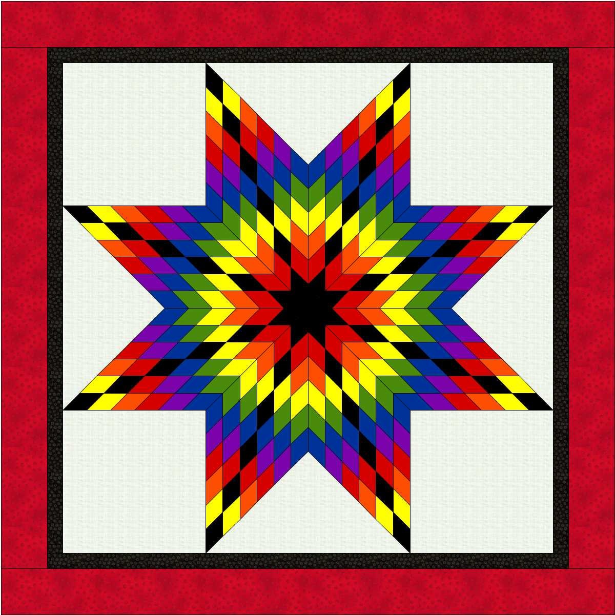 ROYGBIV Lone Star Quilt Pattern PDF Rainbow Star Quilt