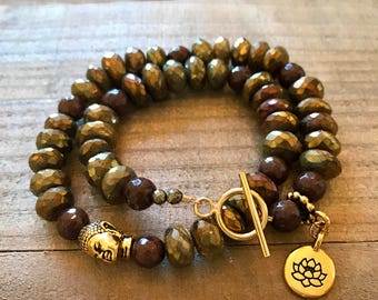 Double Wrap Labradorite Buddha Bracelet