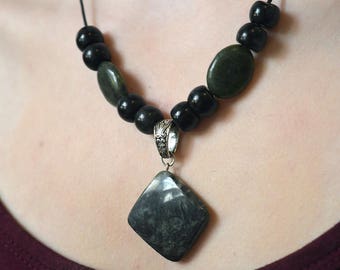 Black Jasper Serpentine Cord Necklace