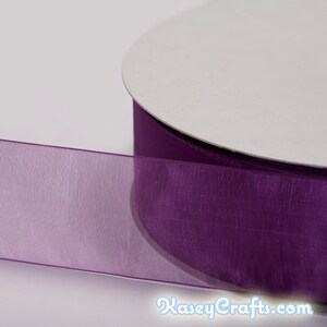 Plum Organza Ribbon, Organza Sheer Ribbon, Widths Available: 1 1/2", 1", 6/8", 5/8", 3/8", 1/4", 1/8"