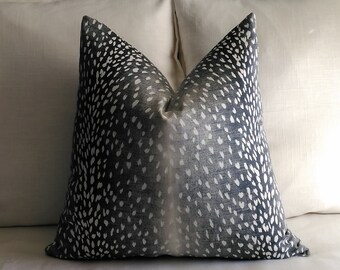 Navy Antelope Pillow Cover Denim Blue Vern Yip Knife Edge or Piping 18x18 20x20 22x22 Accent Throw 13x20 14x22 14x26 16x26 Lumbar