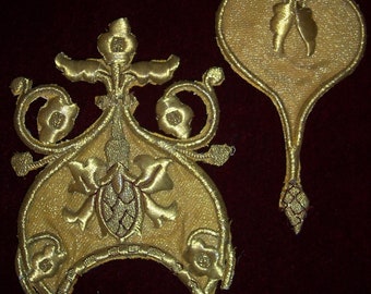 Antique Metallic Lame Vestment Appliques For Rework