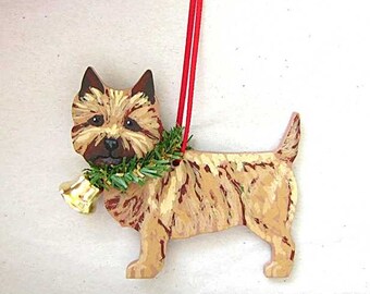 Hand-Painted CAIRN TERRIER Red Wheaten Wood Christmas Ornament Artist Original....Nicely Painted