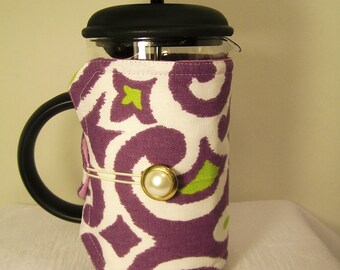 French Press Cozie, Insulated Coffee Pot Cozy, Bodum 8 Cup Press Pot Cosy, Purple, Hot Pot Sleeve Cozie