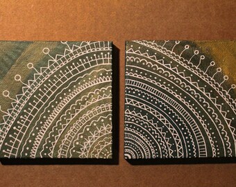 Green and Gold Mandala Painting