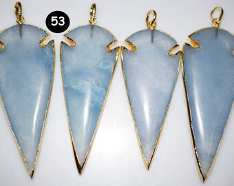 Skyblue JADE arrowhead, ARROWHEAD pendant , JADE Arrow Pendant with Electroplating , code : 53