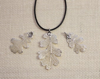 SALE Leaf Necklace, Vintage Leaf, Silver Lacey Oak Leaf, Silver Leaf, Real Oak Leaf, Boho Necklace, Silver Leaf Pendant, SALE185
