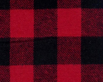 Buffalo Check - Red and Black - 3/4 Inch - Plaid Woven Cotton Flannel Fabric - One Yard