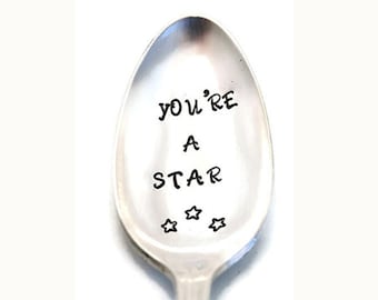 Stamped Spoon Vintage Silverware You're A Star Inspirational Gifts Under 15 Personalized Flatware Funny Spoons