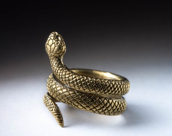 Snake Ring, brass, adjustable size, handmade
