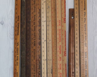 Vintage Lot of 13 Wooden Yard Sticks, Vintage Wood Yardstick Lot, Vintage Measuring Stick, Vintage Ruler