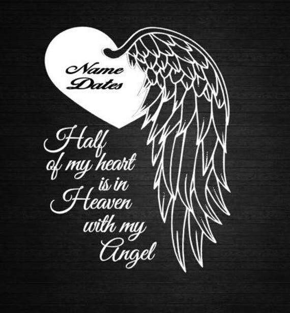 Download Angel Heart Wings In Memory of Personalize Vinyl Decal Car