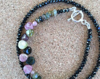 Spinel and tourmaline double bracelet