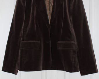 VTG 80s Velvet Brown Fitted Fully Lined Button-up Blazer