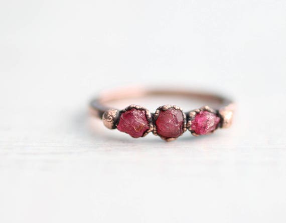 Raw Ruby Spinel Ring Electroformed Ring Copper Ring Ruby Ring