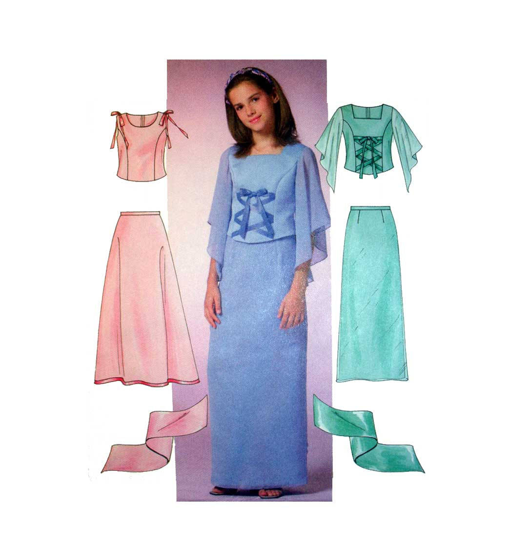 Girls' Formal Two Piece Dress Pattern Tops Straight or