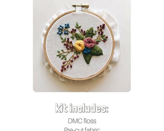 Floral Embroidery Kit | DIY Embroidery Kit | Botanical Embroidery | Flowers