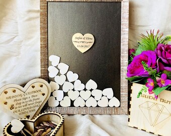 Wedding guest book, Alternative Guest book Drop Box, Unique Guest book Hearts, Wedding Book Guest, rustic guest book Wedding Wishes Drop Box