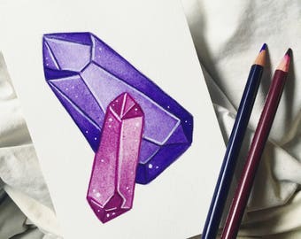 Original Hand-Painted Postcards // CRYSTALS