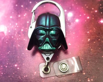 Darth Vader Star Wars Nerd Geek Badge Reel Retractable ID Holder Nurse CNA CPhT Technician Mens Womens Resin Carabiner Color Shifting Belt