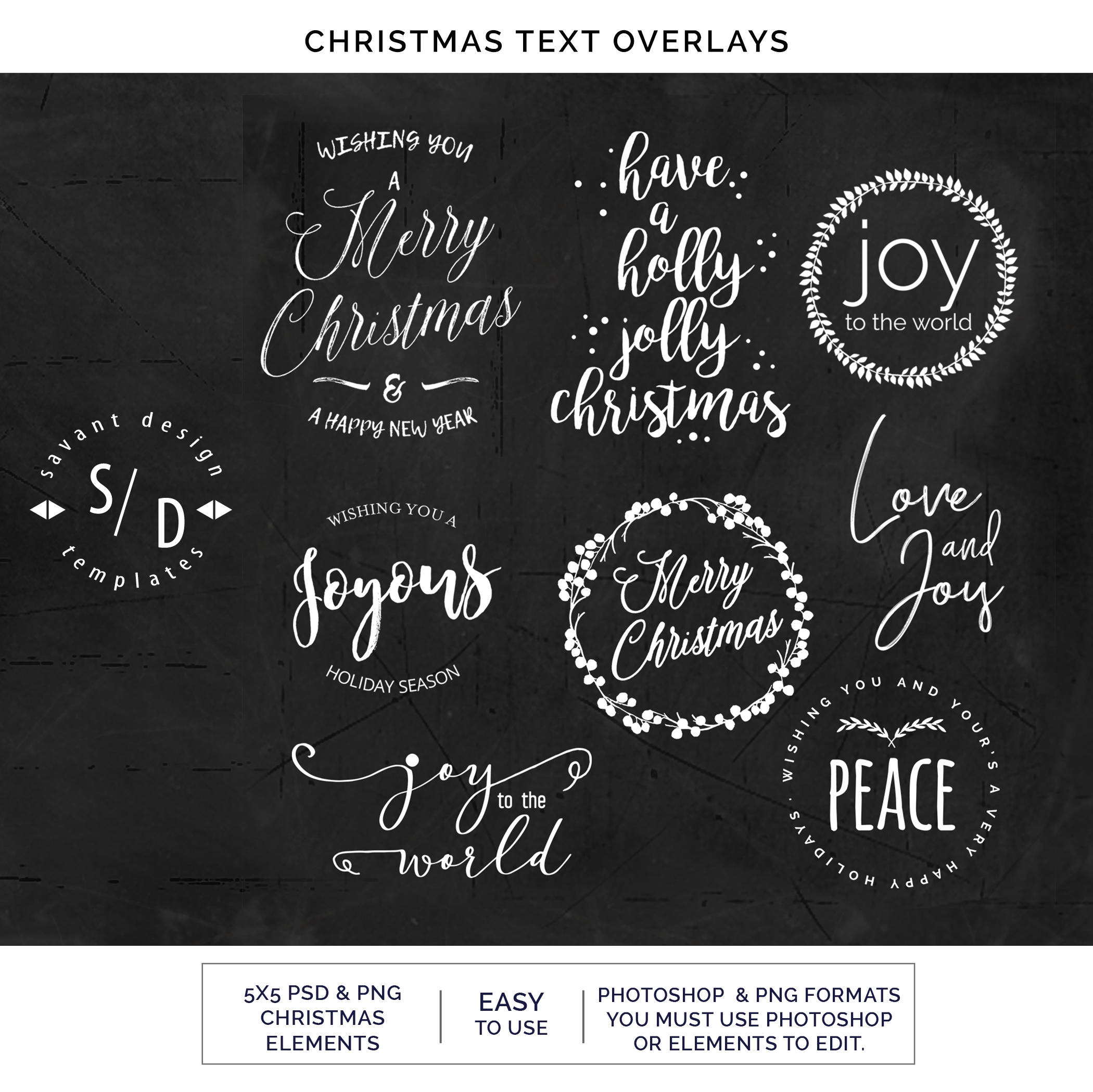 Download Christmas Overlays Holiday Word Art Overlays for