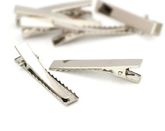 2 hair pins silver metal 46x8mm Alligator Clips