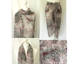 Animal print scarf, Leopard print chiffon scarf, Scarf for her, Lightweight scarf, Fashion scarf, Sarong