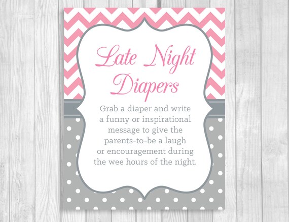 Late Night Diapers Printable 5x7 8x10 Printable Baby Shower