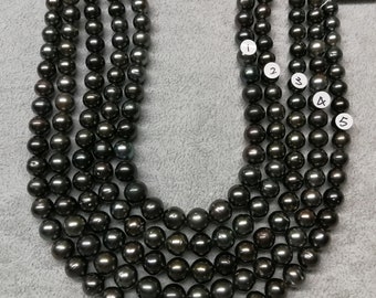 Ultra-Luster Round/Near Round High Luster Tahitian Pearl Necklace Strands Most beautiful Dark Color - LOT43