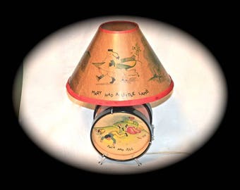 Econolite Drum Nursery Rhyme Lamp 1949 Lamp Original Shade