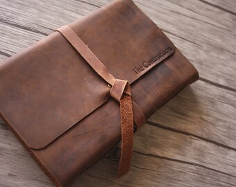 Personalized Leather Photo Album, Handmade Leather Scrapbook, Rustic Wedding Guestbook, Baby Memory Album, Wedding Gift