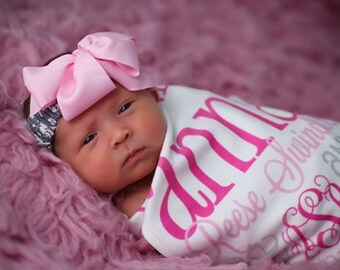 Personalized Baby Blanket, Monogrammed Baby Blanket, Name Blanket, Receiving Blanket Baby Shower Gift Photo Prop Birth Announcement