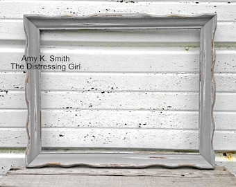 11x14 Picture Frame with Glass Rustic Vintage Shabby Chic 11 x 14 You pick color Ivory Black Aqua Mint White Gray Scalloped Antique Wood