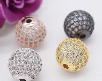 2pcs/10/50/100pcs Shamballa round ball bead Micro Pave Bead,Clear Cubic Zirconia CZ beads,for Women Bracelet,4mm/6mm/8mm/10mm/12mm/14mm/16mm