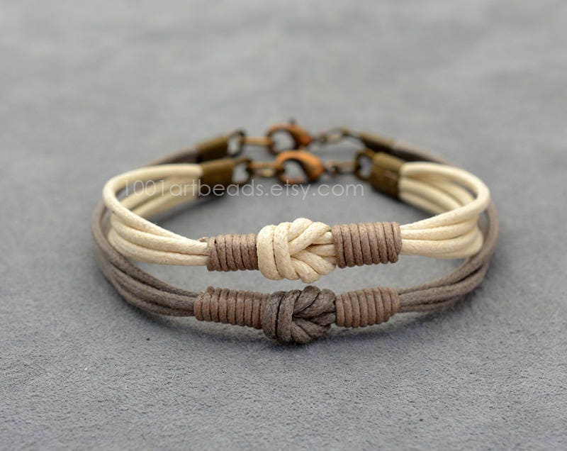 Couples Bracelet Love Knot Long distance Bracelet Set Her