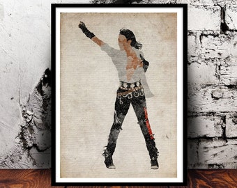 Michael Jackson Bad A4 Watercolour print moonwalk Thriller Jackson 5 king of pop music moonwalker wall art home decor